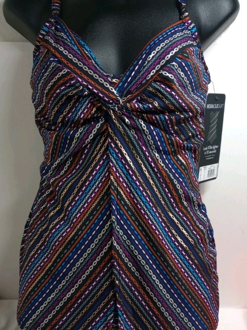 Miraclesuit Multicolor Twist-Front Tankini Top Only Size 8